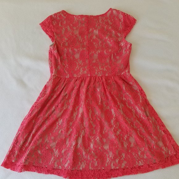 SWEETRAIN L56293 PINK/ORANGE LACE MINI DRESS - Picture 5 of 16